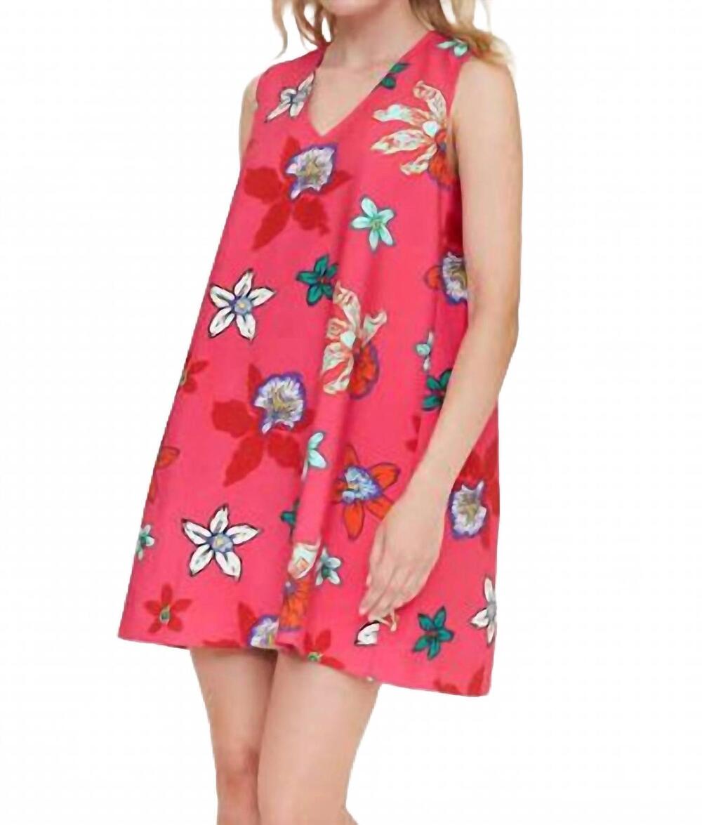 NEW COMPANIA FANTASTICA vanda print short dress in magenta